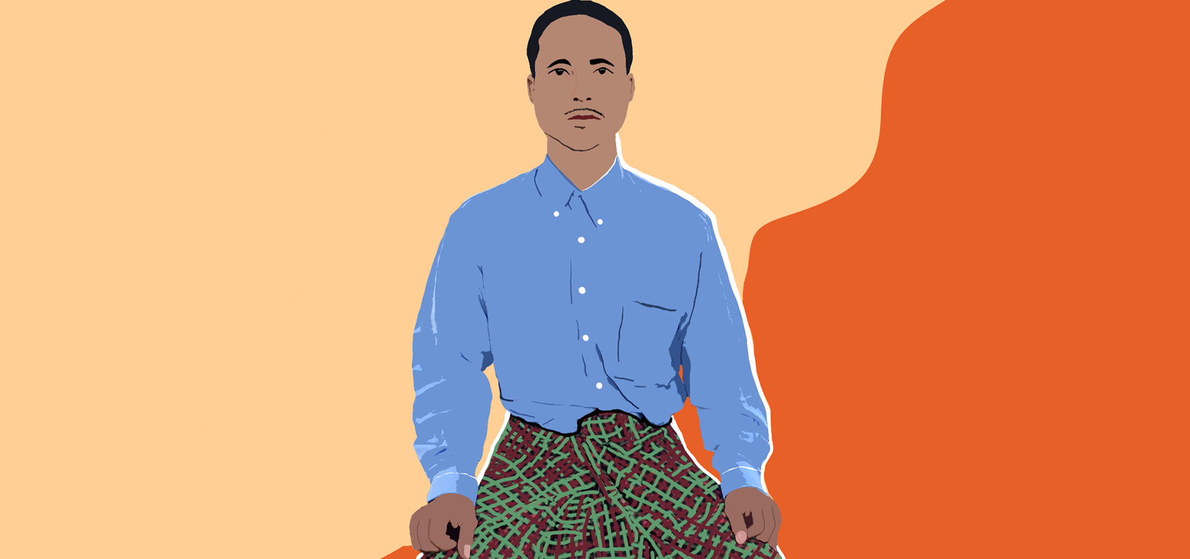 Ko Aung Lin, a father of three boys, knows exactly what violence against women is because he has committed it himself. Illustration of Ko Aung Lin by UN Women/Lesly Lotha based on a photo by UN Women/Nan Sanhom