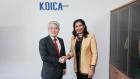 DED Bhatia and Hong Seok-hwa, Vice-President for Development Strategy and Partnership of KOICA had bilateral meeting to discuss partnership with KOICA. Photo: UN Women/Jaeki Kim 
