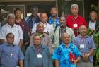 Representatives of the PNG Council of Churches pose alongside development partners on 22 July, after the conference in Goroka to discuss the role of churches in peacemaking. Photo: UN Women/June Su