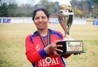 Bhagwati Bhattarai-Baral holds the winning trophy. Photo: CAB Nepal