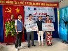3.   At the 14 September grant handover in Tran Van Thoi district are (from left) Nguyen Thai Anh, FAO Programme Coordinator; Vo Quoc Thong, Vice Chairperson of Tran Van Thoi district; Elisa Fernandez Saenz, UN Women Representative in Viet Nam; and Nguyen