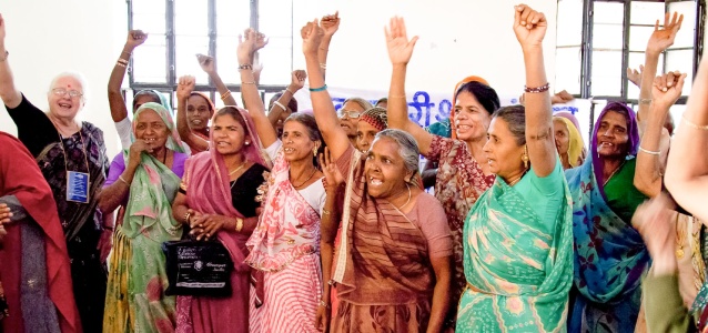 Widows from Nepal, Sri Lanka and India during an on field Interaction facilitated through a  UN Women supported project, Empowerment of Widows and their Coalitions. Block Aspur, district Dungarpur, Rajasthan. Photo: UN Women/Gaganjit Singh