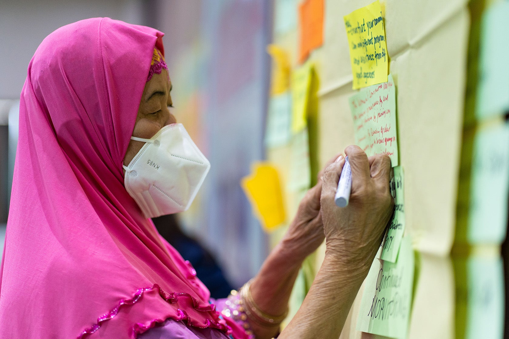 Diana Musa, a senior leader of the women’s committee of the MNLF, a former insurgent group, expresses her thoughts at a UN Women training to strengthen leadership and the committee’s values and goals. This photo was taken in General Santos City, the Philippines, on 27 October 2021.
