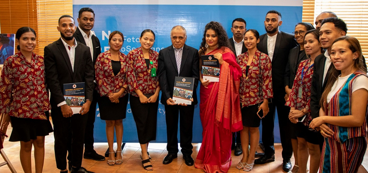 Launch of Timor-Leste’s second-generation Women, Peace and Security National Action Plan, February 2024, presided over by the Timor-Leste Minister of Interior, Dr. Francisco da Costa Guterres (centre).